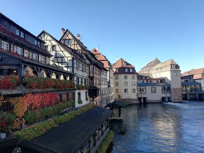 Half-timbered tanners' houses along a canal in Petite France