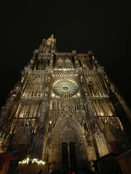 Strasbourg Cathedral illuminated at night
